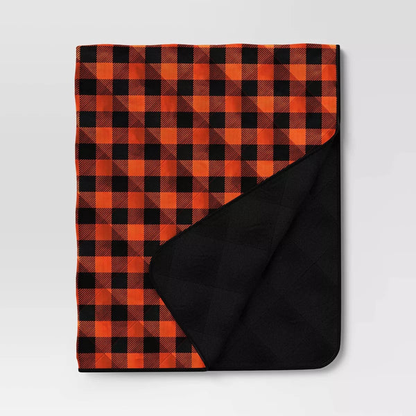 Quilting Gingham Throw Blanket Black/Orange