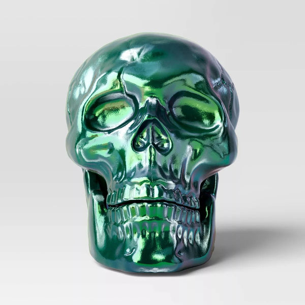 10" Large Plated Skull Halloween Decorative